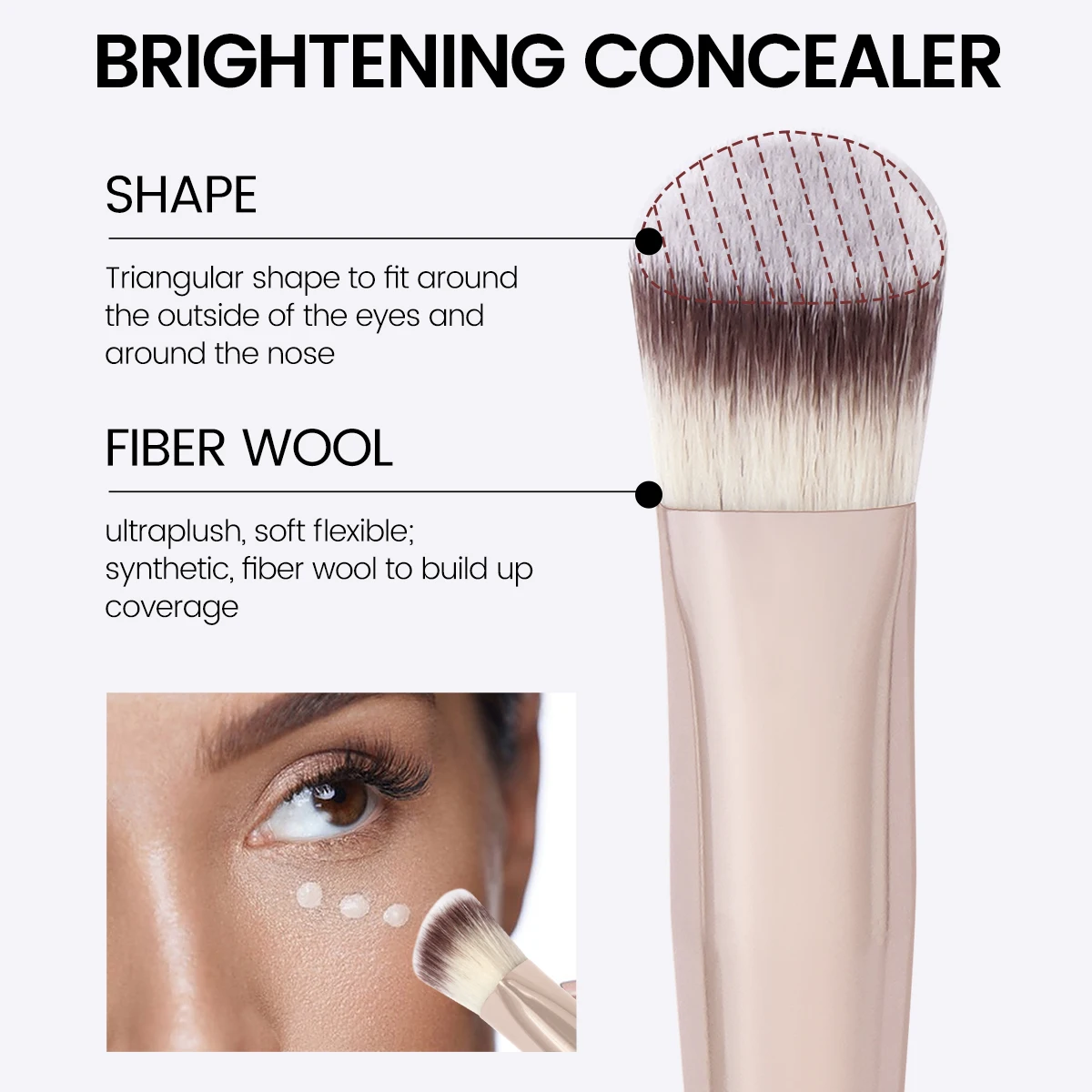 MAANGE Under Eye Concealer Makeup Brush Triangle Foundation Brush for Liquid Cream Blending Concealing Cosmetic Makeup Tools