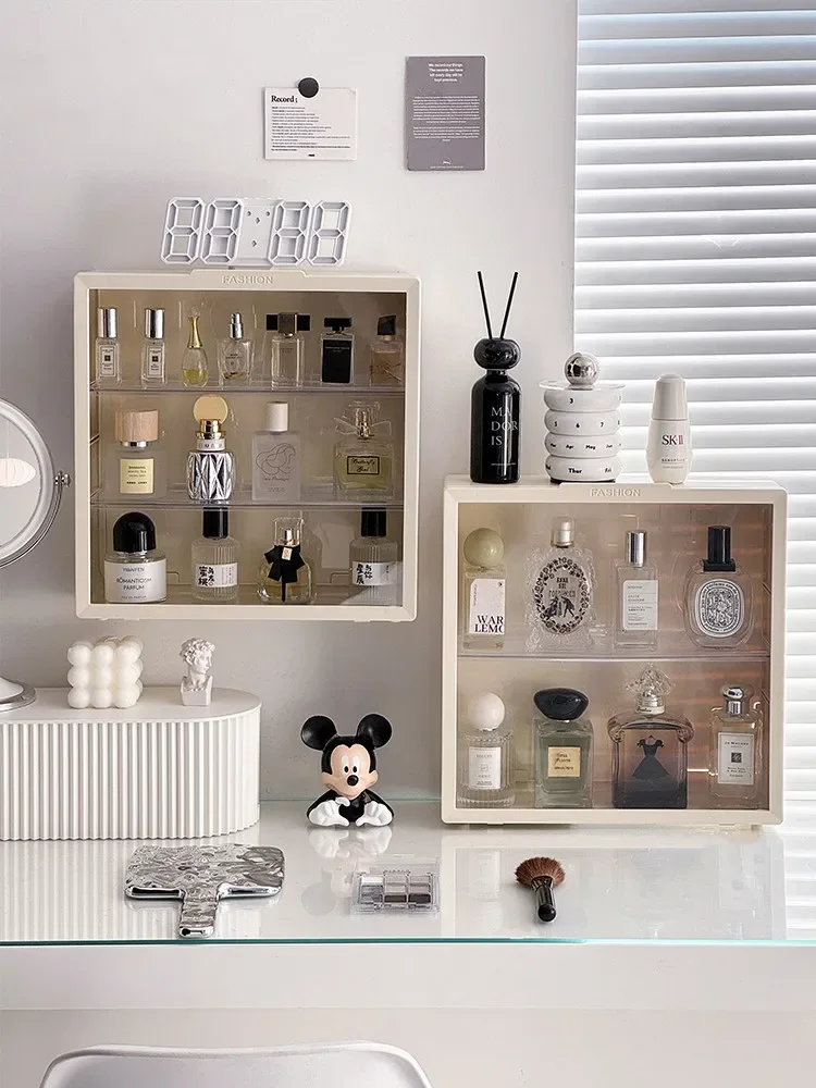 Wall-Mounted Perfume Display Cabinet Dust-proof Desktop Cosmetics Storage Box Acrylic Perfume Storage Rack Makeup Organizer