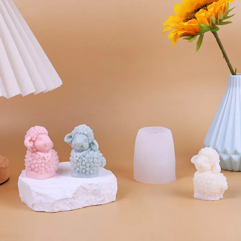 Lächelnde Ziege Silikon Kerze Form Handgemachte Schafe Tier Seife Gips Harz Zement Gussform Diy Schokolade Kuchen Eiswürfel Form