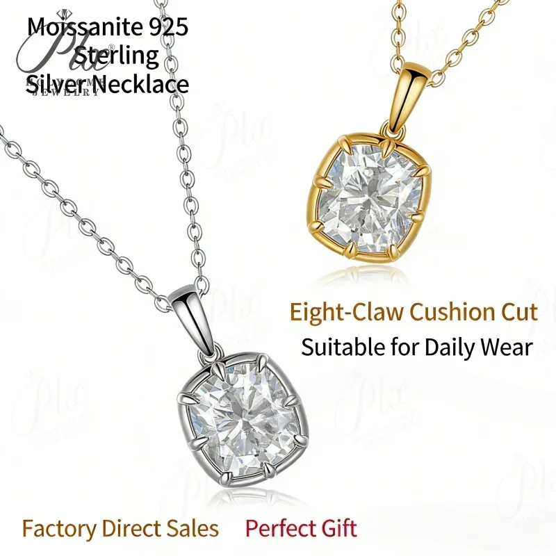 Moissanite Pendant High Quality 2.5ct Cushion Cut D Color VVS1 925 Silver 10K 14K Gold Anti-Allergy Fine Jewelry Women Gift