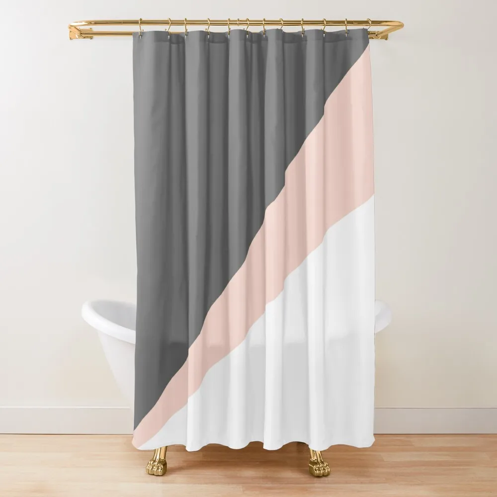 

Elegant blush pink & grey geometric triangles Shower Curtain Shower For Bathrooms Toilet Accessories Bathroom Curtain