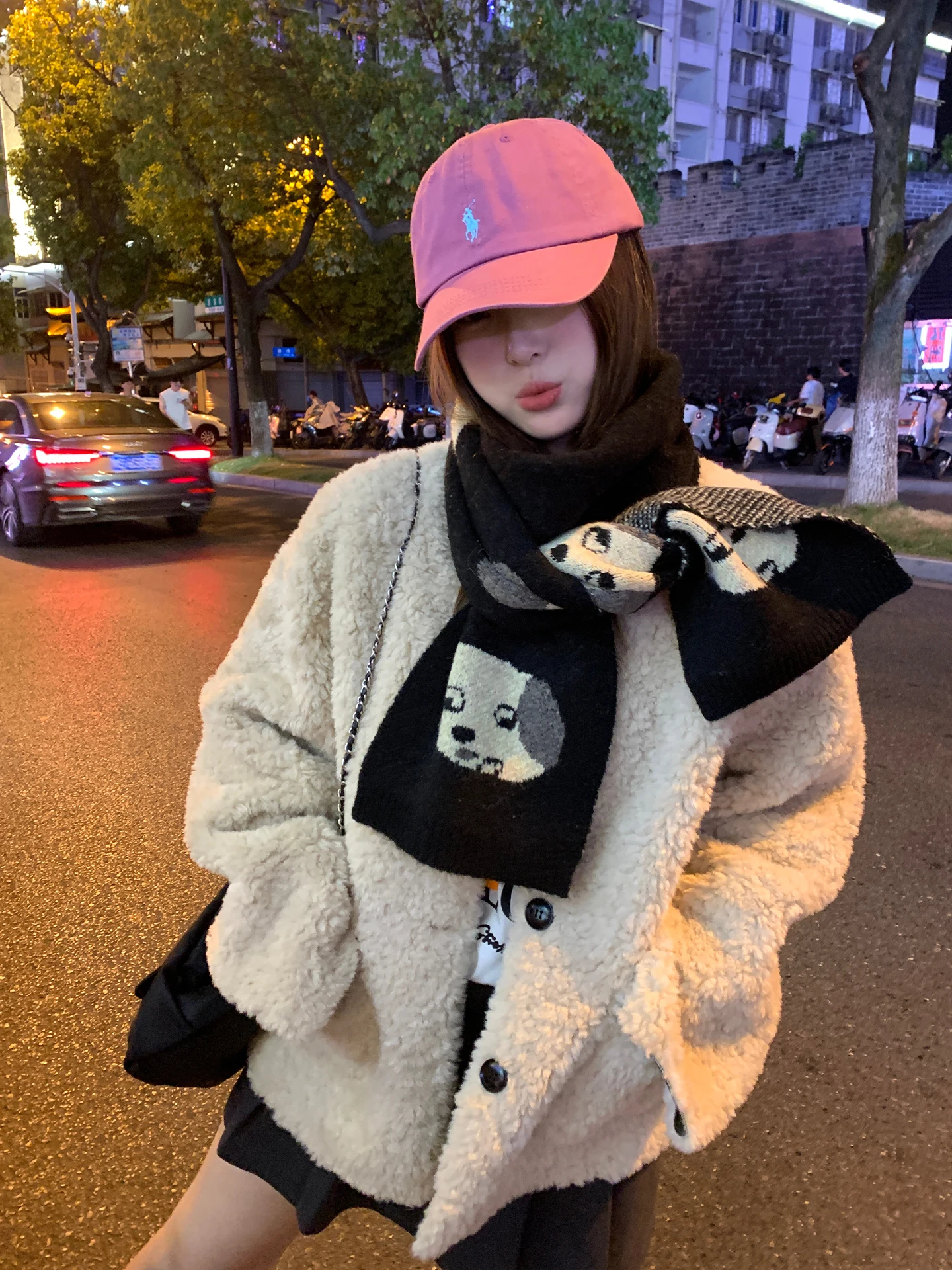 Cute Little Dog Woolen Scarf Soft And Glutinous Knitted Scarf For Women Thickened Long Winter Scarf Korean Style Warm For