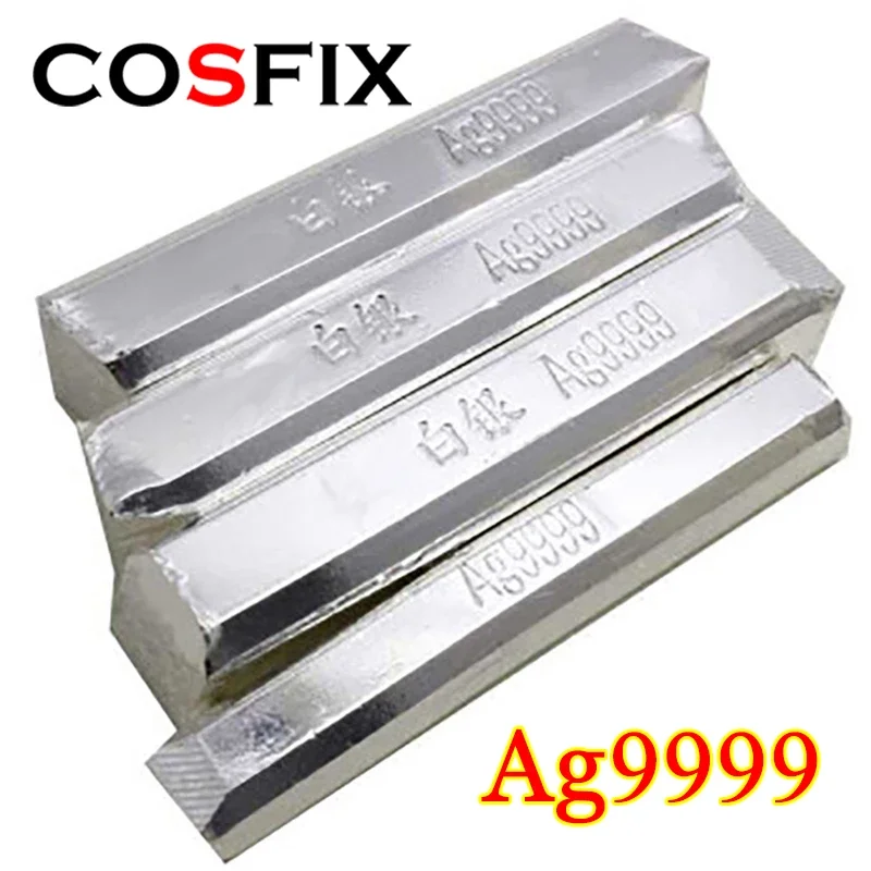 COSFIX 10-50g Sterling Silver Bullion 9999 Silver Ingot Material, Each Bar with Stamp Ag9999 Pure 999 Silver Bars