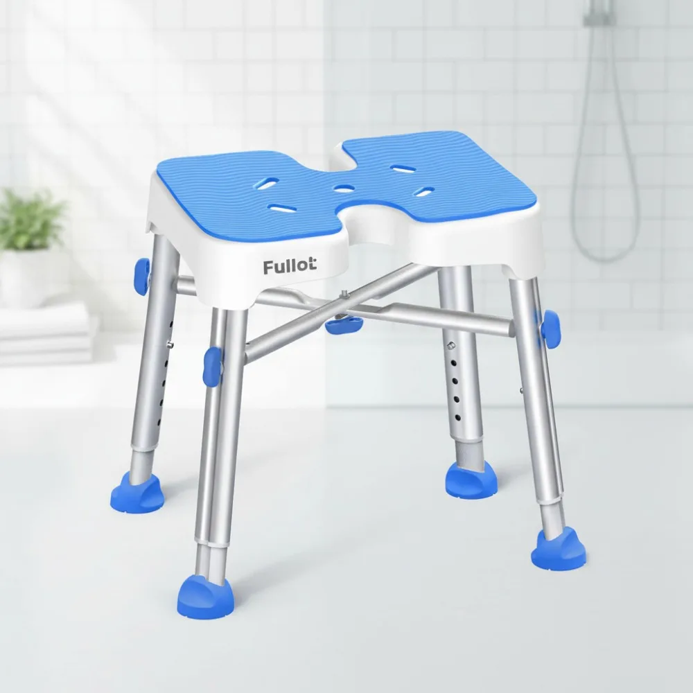

Heavy Duty Adjustable Shower Chair with EVA Pad, 330 lbs Capacity, Tool-Free Assembly, Non-Slip Bath Seat for Elderly & Disabled