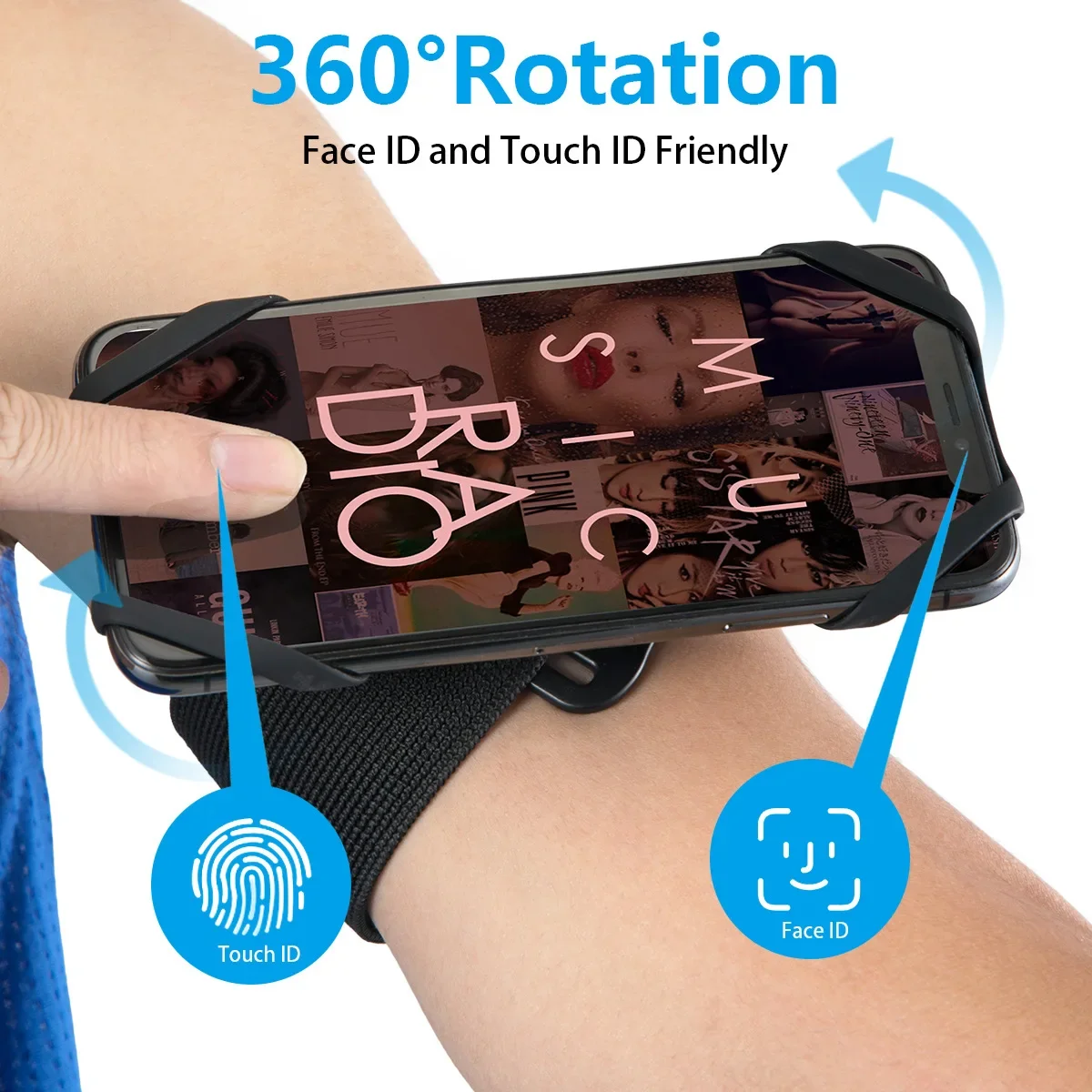 Detachable rotating arm wristband sports running wrist bag cycling mobile phone pocket mobile phone pocket arm bag breathable