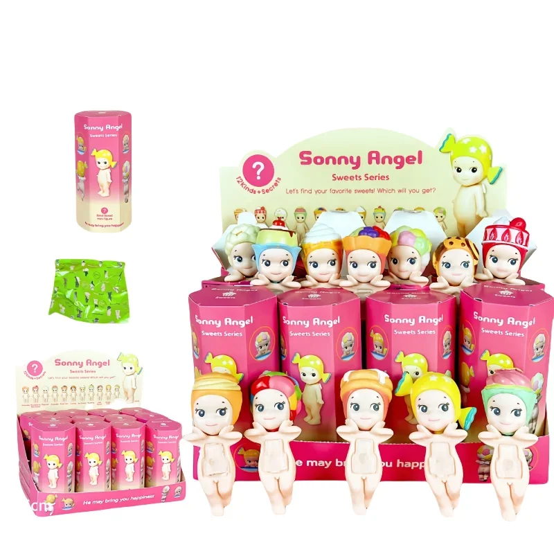 12pcs Sonny Angel กล่องตาบอด Angel Sweets Series อะนิเมะตัวเลขเดสก์ท็อปเครื่องประดับตุ๊กตาเด็กของขวัญวันเกิดคัดลอกรุ่นของเล่น