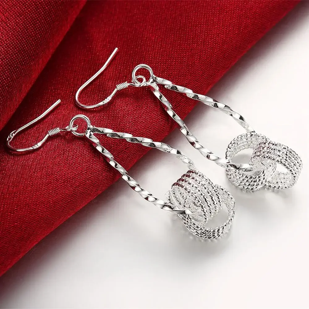 SHSTONE Fashion charms 925 Sterling Silver Net beads long Earrings for Women Pretty fashion party wedding Jewelry Holiday Gifts