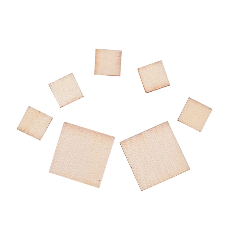 100pcs Blank Squares Wood Pieces Round Corner Square Wooden Cutouts DIY Craft