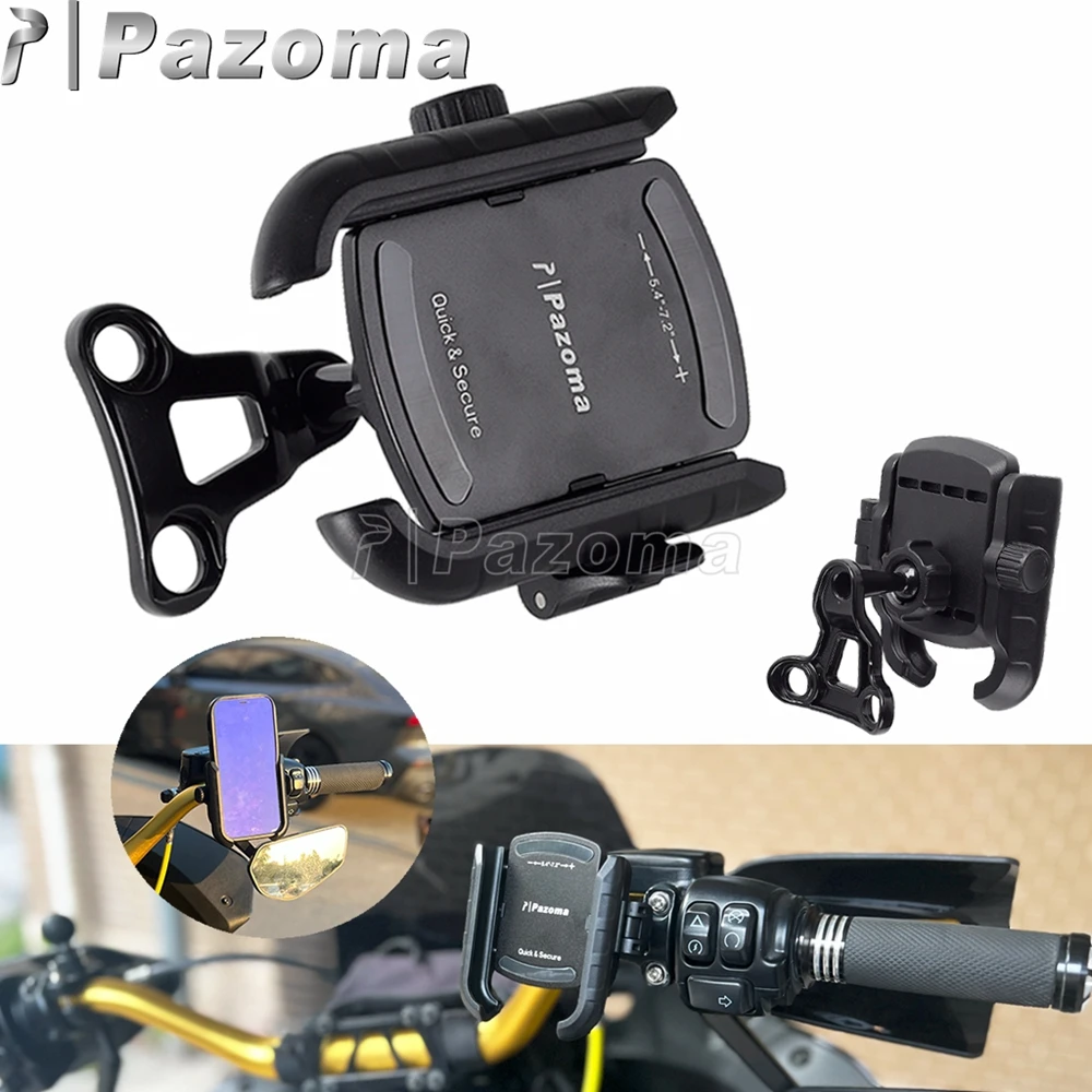 PAZOMA Motorcycle Phone Holder Bracket For Harley Sportster Dyna Softail Touring Motor 360° Adjustable Cellphone Handlebar Mount