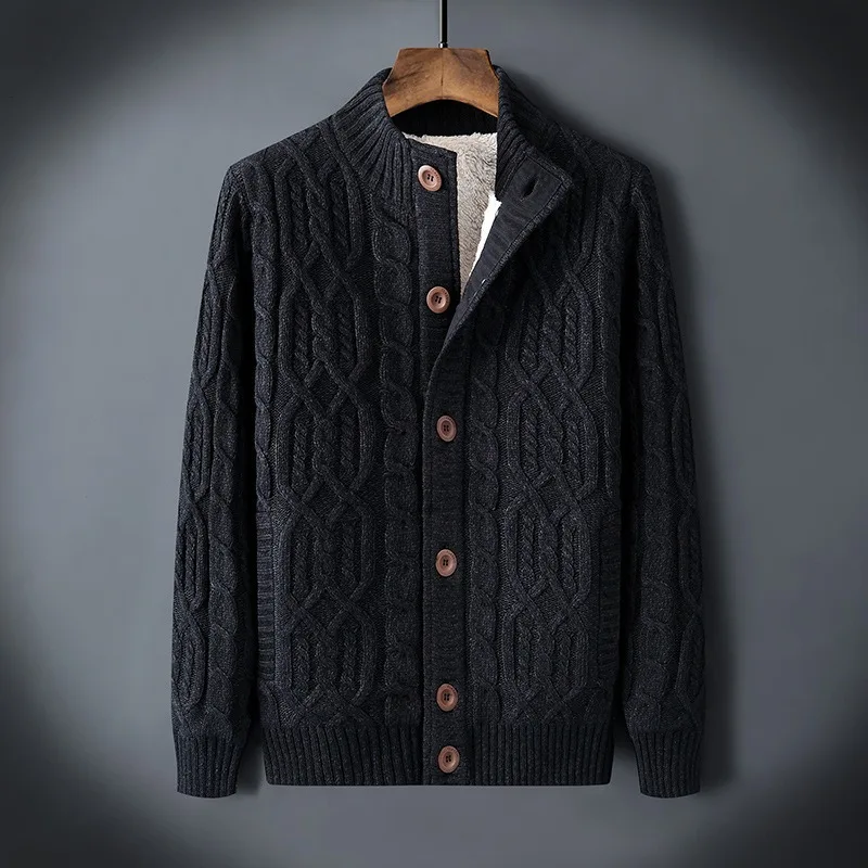 Winter Cardigan Male Thicken Warm Wool Cashmere Winter Coats Sweater Men Clothing 2024 New knitted sweater Outwear