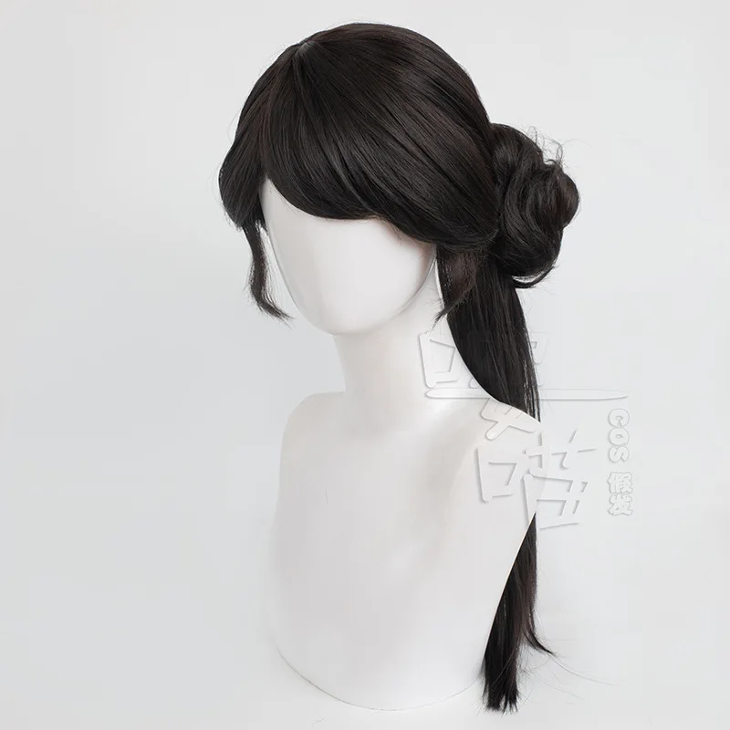 Antiquarian Qishiyi XiaoYao Cosplay Wig Game Identity V 60CM Black brown Heat Resistant Synthetic Hair Cosplay Wigs Halloween ﻿