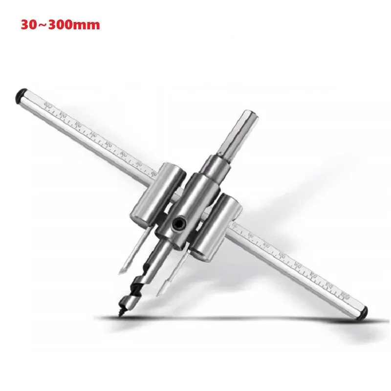 

1 шт. Регулируемый дырокол для отверстий под дюбелёны (30-300 мм) с ручкой, для звукоизоляционных труб, гипсокартона, потолков, деревообработки, из сплава