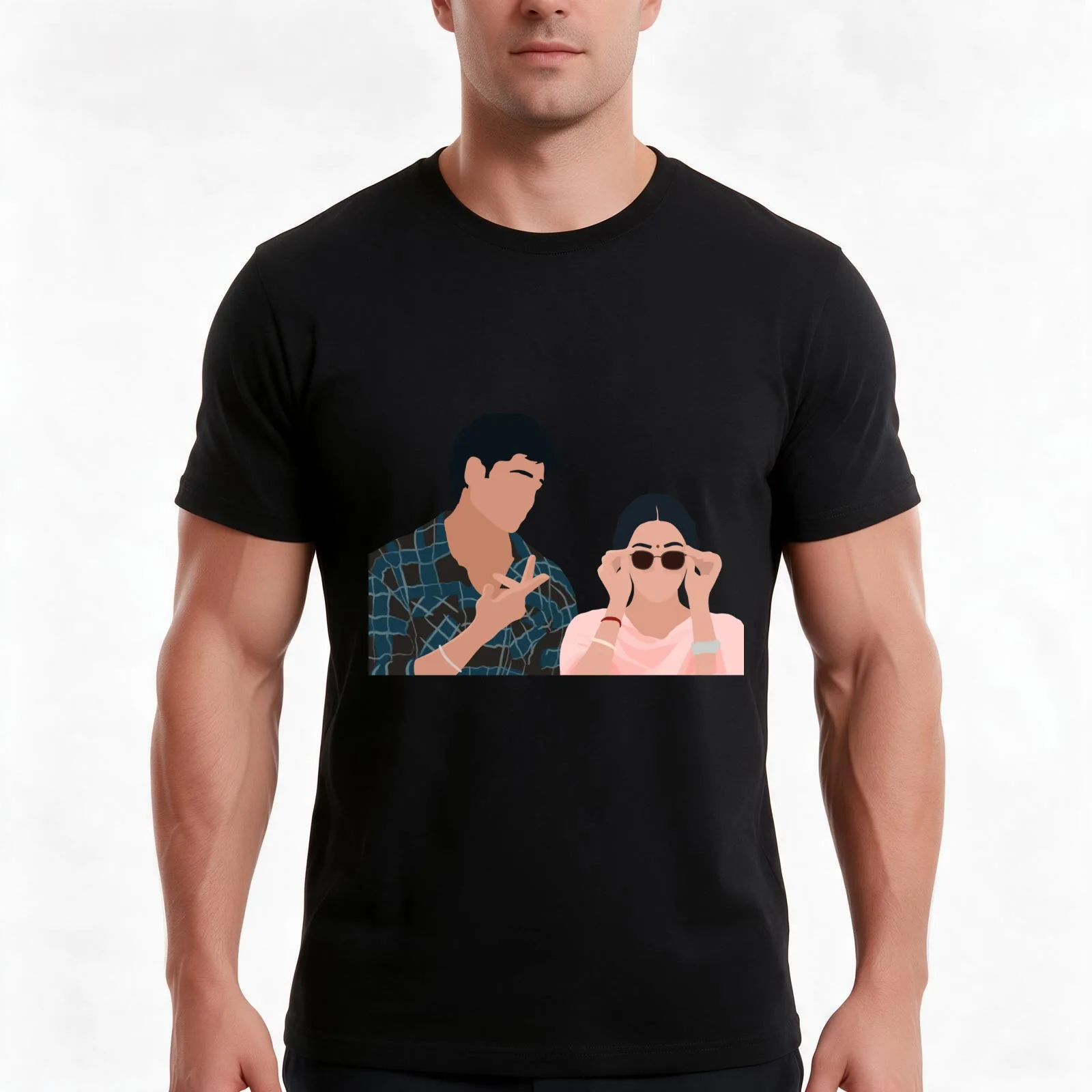 Shershaah - Vikram and Dimple T-Shirt Summer Casual Cotton Tee Oversized Streetwear Tops Vintage Graphic Print 100% Cotton