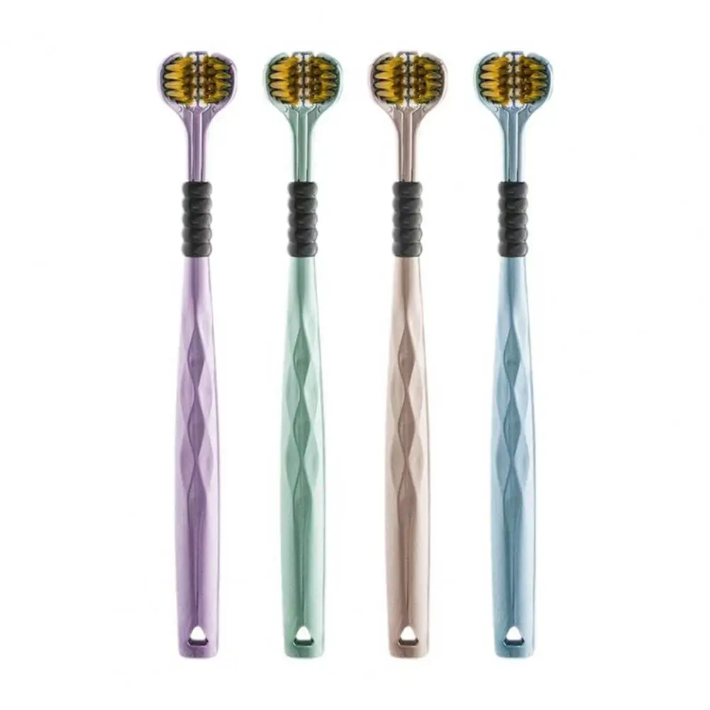 1/4 Pcs Three-Sided Toothbrush Complete Teeth Gum Care Protruding Dots Clean Tongue Coating Soft Bristles Cleaning Brush for Dai