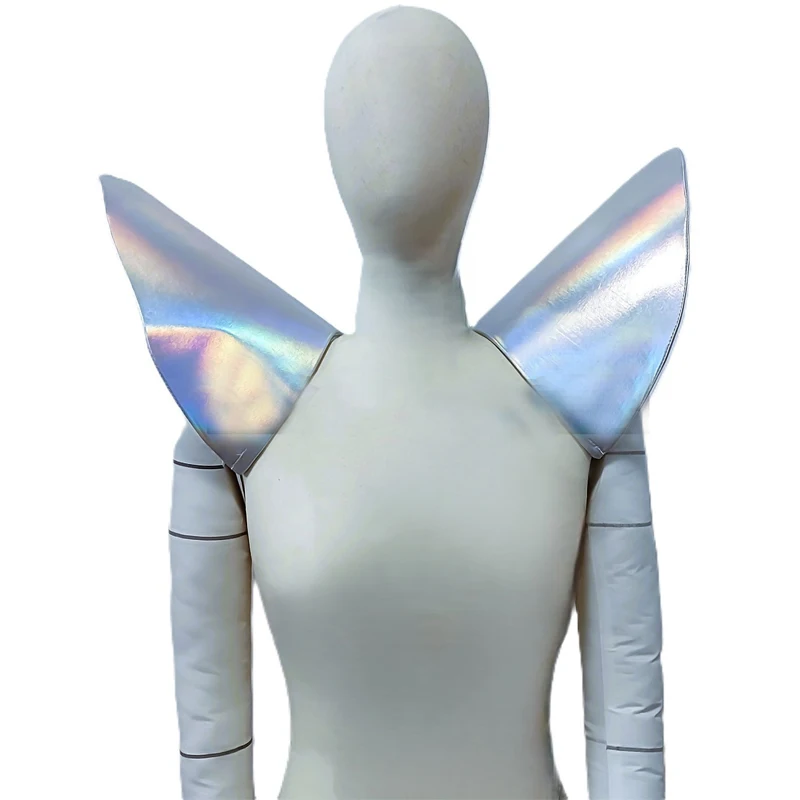 Men Women Jazz Dance Outfit Fluorescent Laser Flying Shoulder Pads Bar Ds Dj Pole Dance Gogo Costumes Stage Accessories XS10739