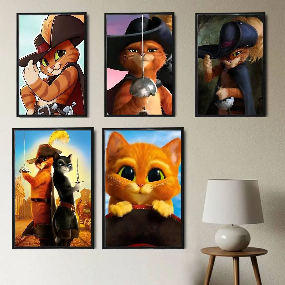 

cat Swordsman Puss in Boots High Quality Dorm Living Room Aesthetic Wall Decoration Painting Poster Stickers Gift