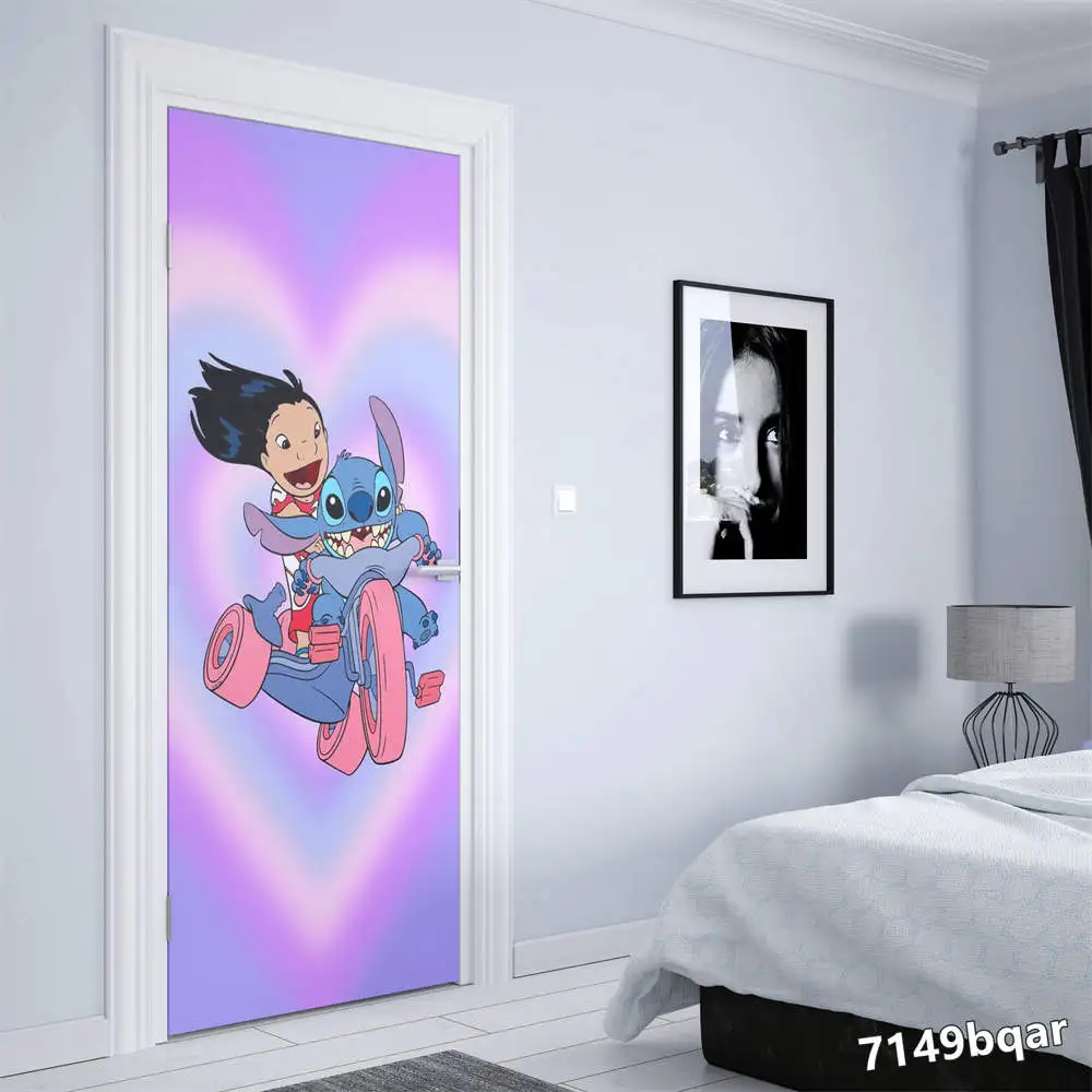 Disney abstract Anime Lilo & Stitch Stitch Home Kids Room Decoration Door sticker Nordic Wall art door decoration Wall Sticker