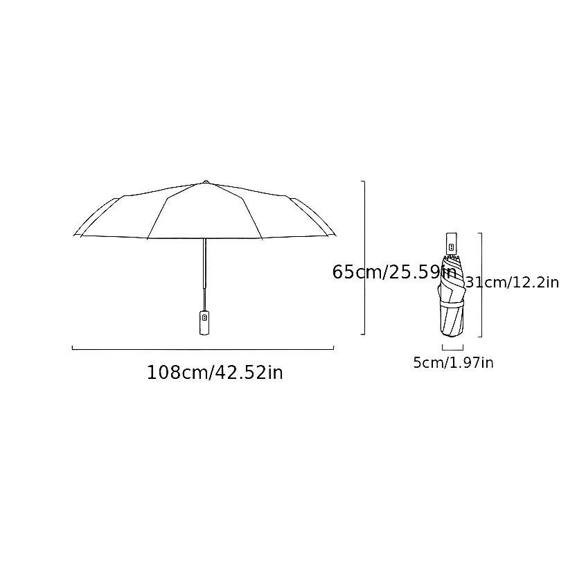 1Pcs 108cm 12Bones Umbrella Double Use Sunny Rainy Reinforced Folding Large Umbrella UV Resistant Sunshade Umbrella