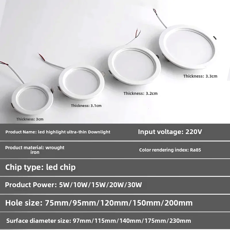 6/12 Downlight LED 5W 10W 15W 20W 30W 220V lampa sufitowa wpuszczana okrągła lampa panelowa LED zimny biały ciepły biały naturalny biały spot