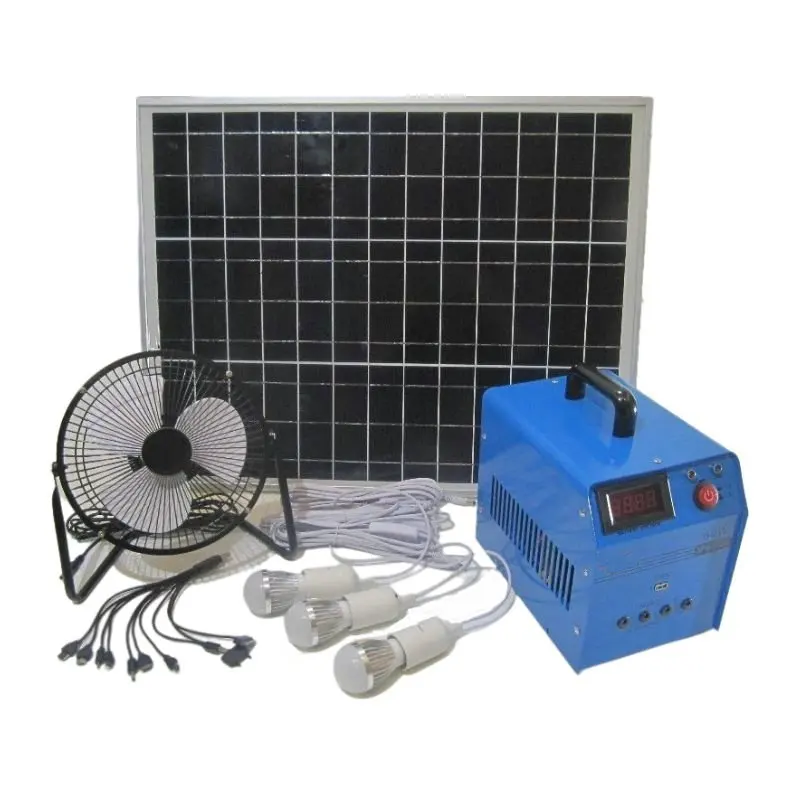 Solar Portable Power Station Kit with 30W Solar Panel, Solar System Kit DC Power System with 3pcs Led Bulbs DC  Fan