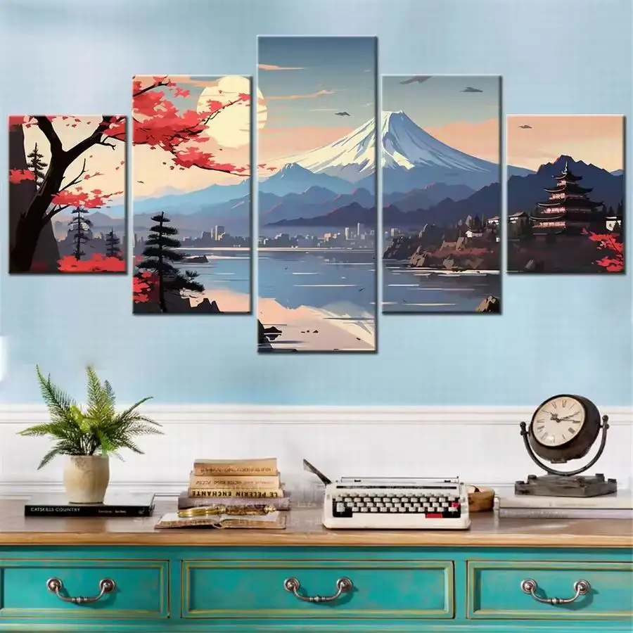 

Abstract Mount Fuji Scenery 5 Piece Diy Diamond Painting Kits Full Square Round Drill Mosaic Embroidery Picture Wall Decor