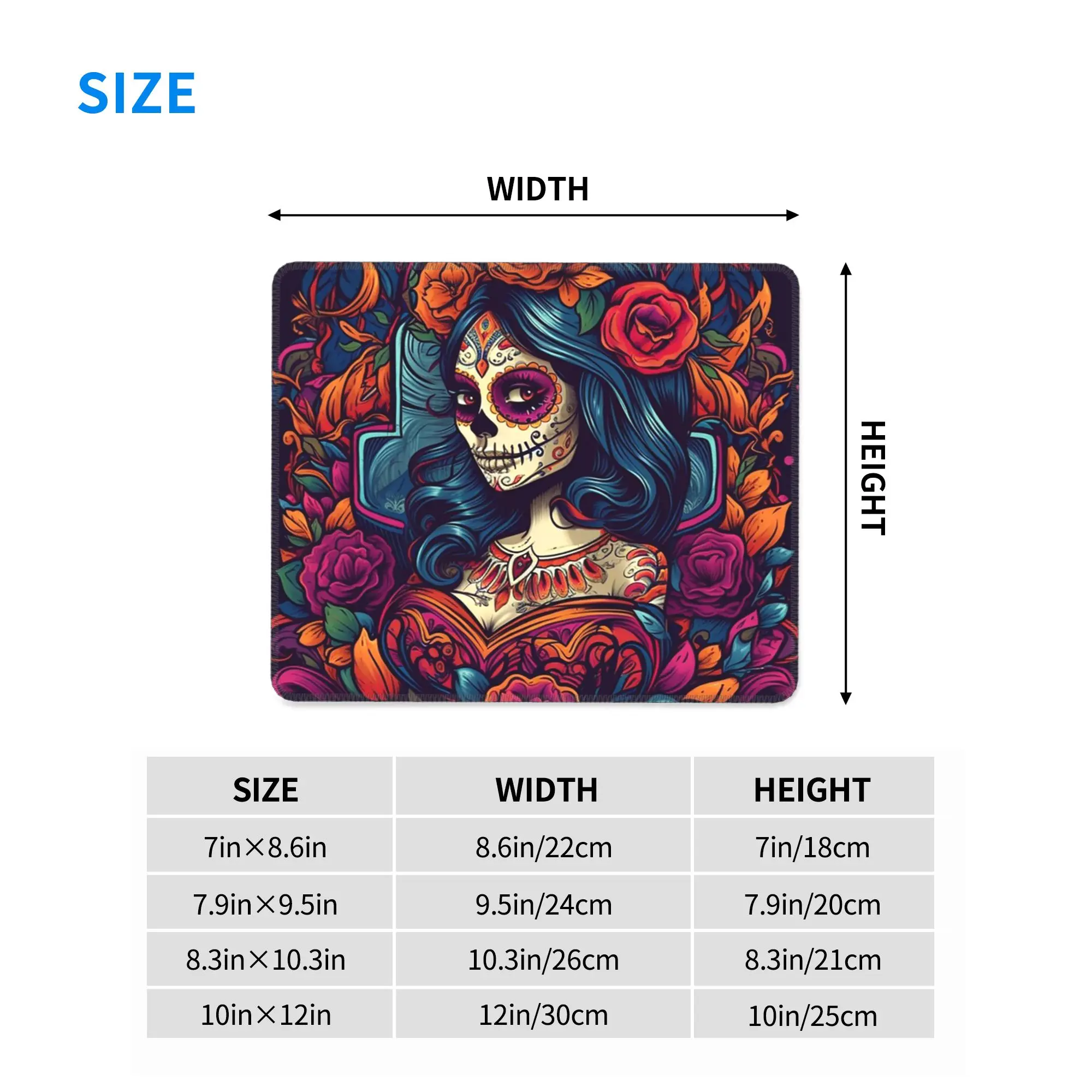 Mexican Catrina Girl Day Of The Dead Sugar Skull Mouse Pad Computer Keyboard Mouse Mat Gaming Laptop Desk Mat Office Table Mats