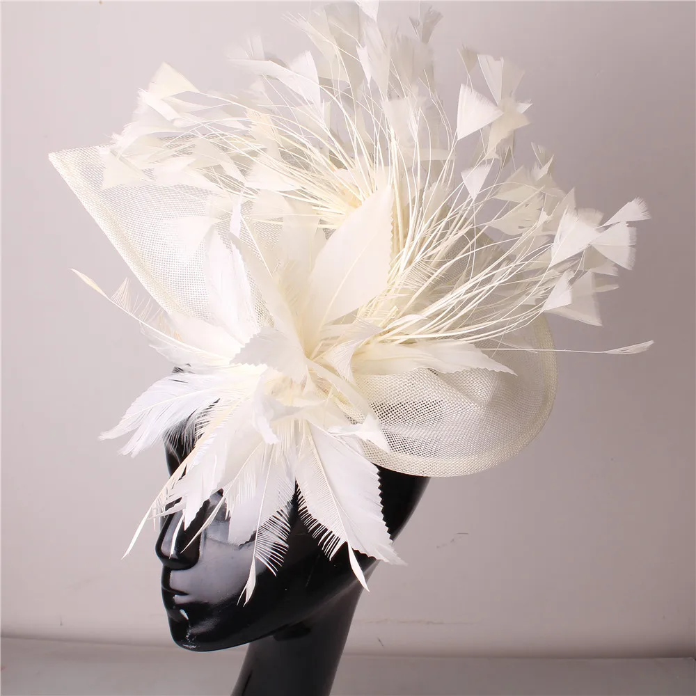 Charmante orange Feder Hochzeit Haars pangen Fascinators Hut Blume Braut Kopf bedeckung Schleier Frauen Party verheiratet Haar Zubehör syf678 – Detail 16
