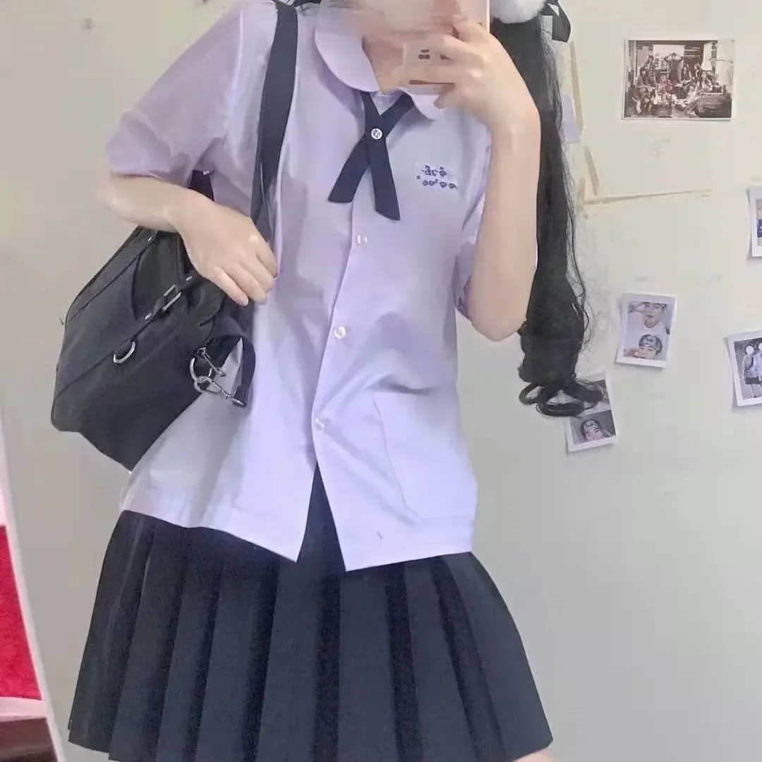 女の子のためのタイの制服,女子学生服,半袖シャツ,ショートスカート,かわいい,セクシー,jk,夏