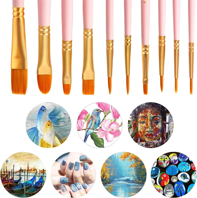 20 Pcs Pinsel Künstler Pinsel Runde Spitz Tipp Nylon Haar Acryl Pinsel Acryl Öl Aquarell Gesicht Nagel Kunst