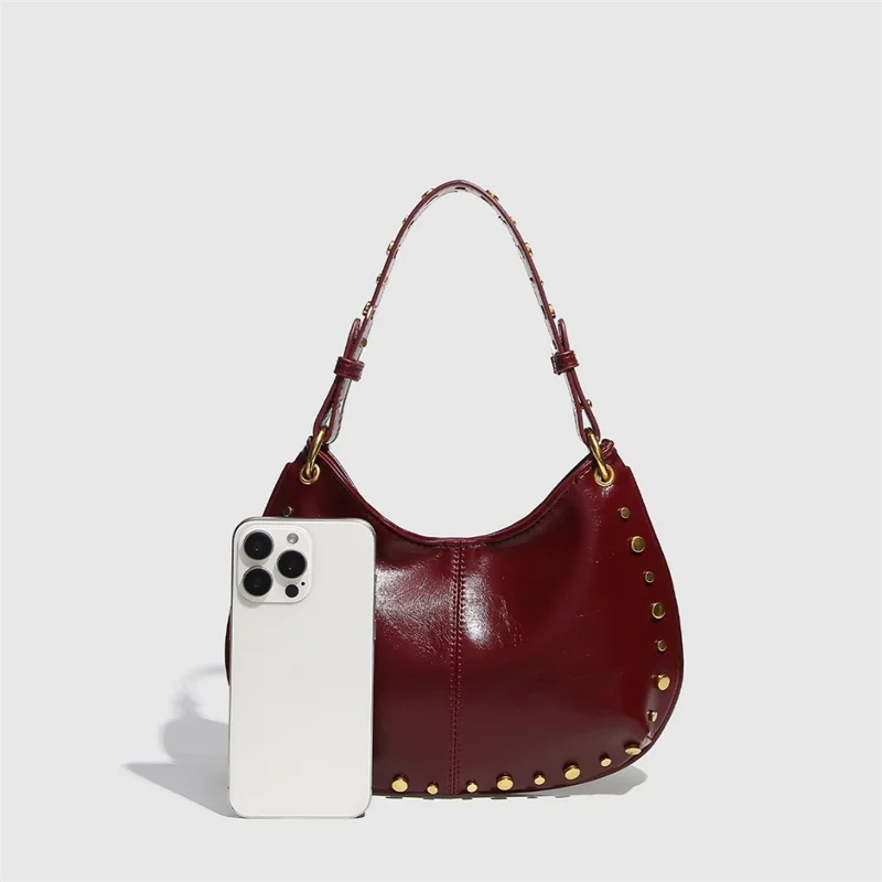 فاسق نمط برشام تصميم جلد ناعم تحت الإبط حقائب النساء بلون حقيبة كتف عادية سعة كبيرة حقائب يد للسيدات Bolsas