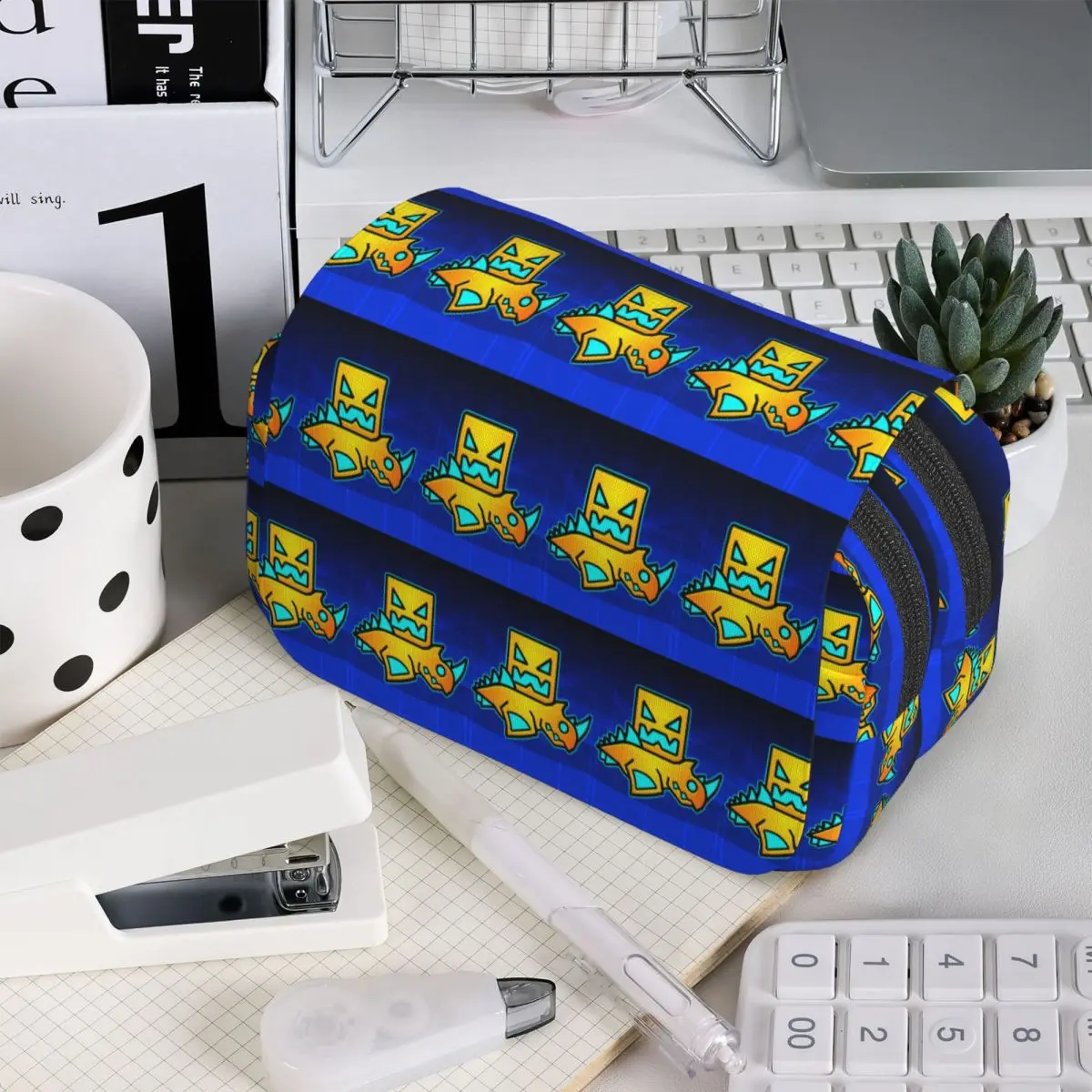 Video Game Geometry Dash Pencil Case for Students School Pen Box Pencil Bag Stationery Supplies Pen Holder Bag