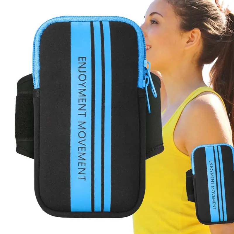 Bandas de brazo para correr para teléfono móvil, bolsas para correr, brazalete resistente al agua, manga, correa ajustable, bolsillo con cremallera