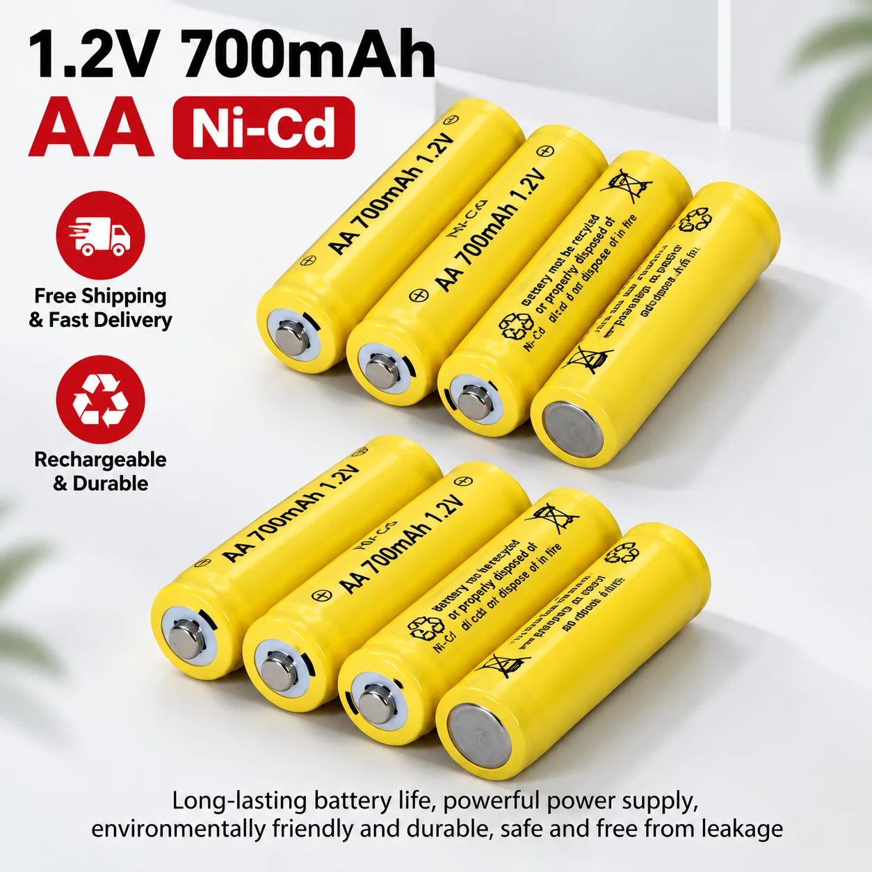 1.2V 700mAh AA Ni-Cd Battery Rechargeable NiCd Cell For RC Vehicle Remote Control Car Replacement