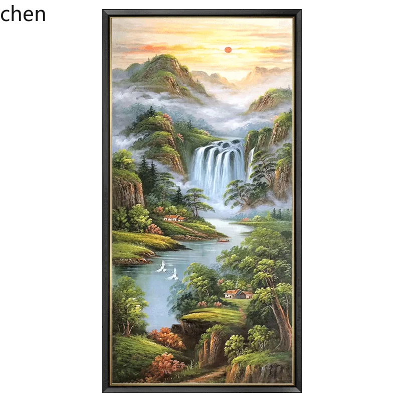 ZML Entryway Decorative Painting, New Chinese Style Living Room  Vertical Version, Wealth-Attracting Hanging Painting