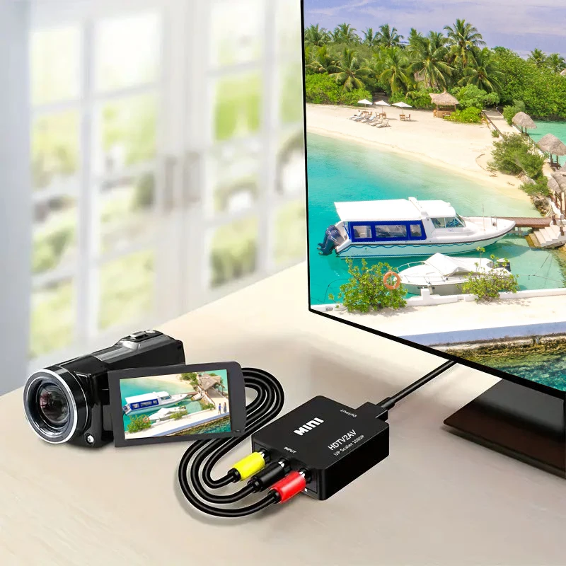 HDMI AV RCA 어댑터 HDMI 컨버터 미니 박스 RCA AV CVSB LR 비디오 복합 AV Scaler 컨버터 PC HDTV 프로젝터