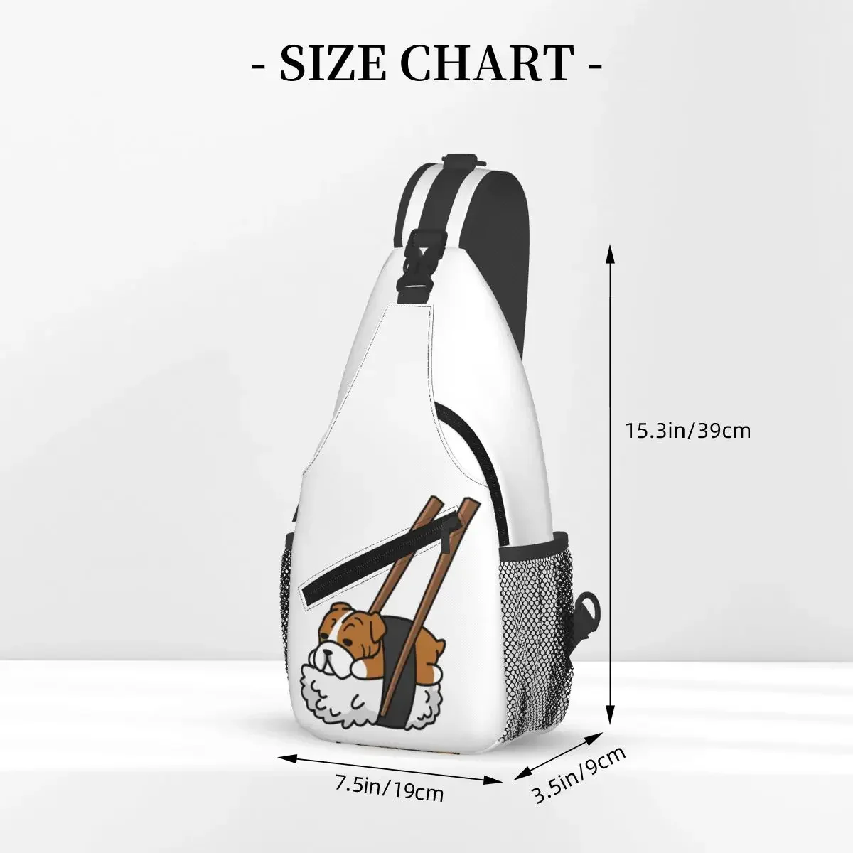 مضحك السوشي الإنجليزية البلدغ حقيبة الصدر الرجال الرافعة Crossbody على ظهره حقيبة صدر للرجال السفر المشي لمسافات طويلة Daypack حقيبة كتف