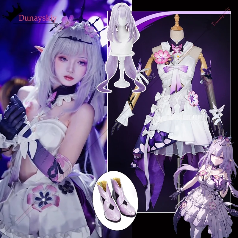 Honkai Star Rail Cosplay Castorice Costume S-XL Outfit Dress Wig Headwear Butterfly Flower Props Anime Castorice Role-play Suit