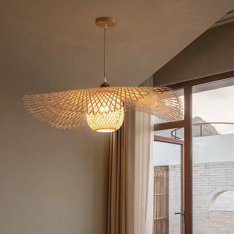 Handmade rattan pendant light boho home decoration Ceiling Lamp for Dining Room bedroom vintage  Restaurant hanging Chandelier