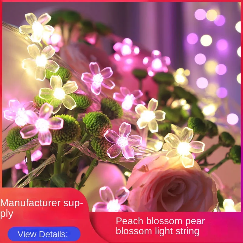 

Solar Light Outdoor Courtyard Fairy Lights Cherry Blossoms String Lights for Backyard Garden Lawn Fence Patio Christmas Decor