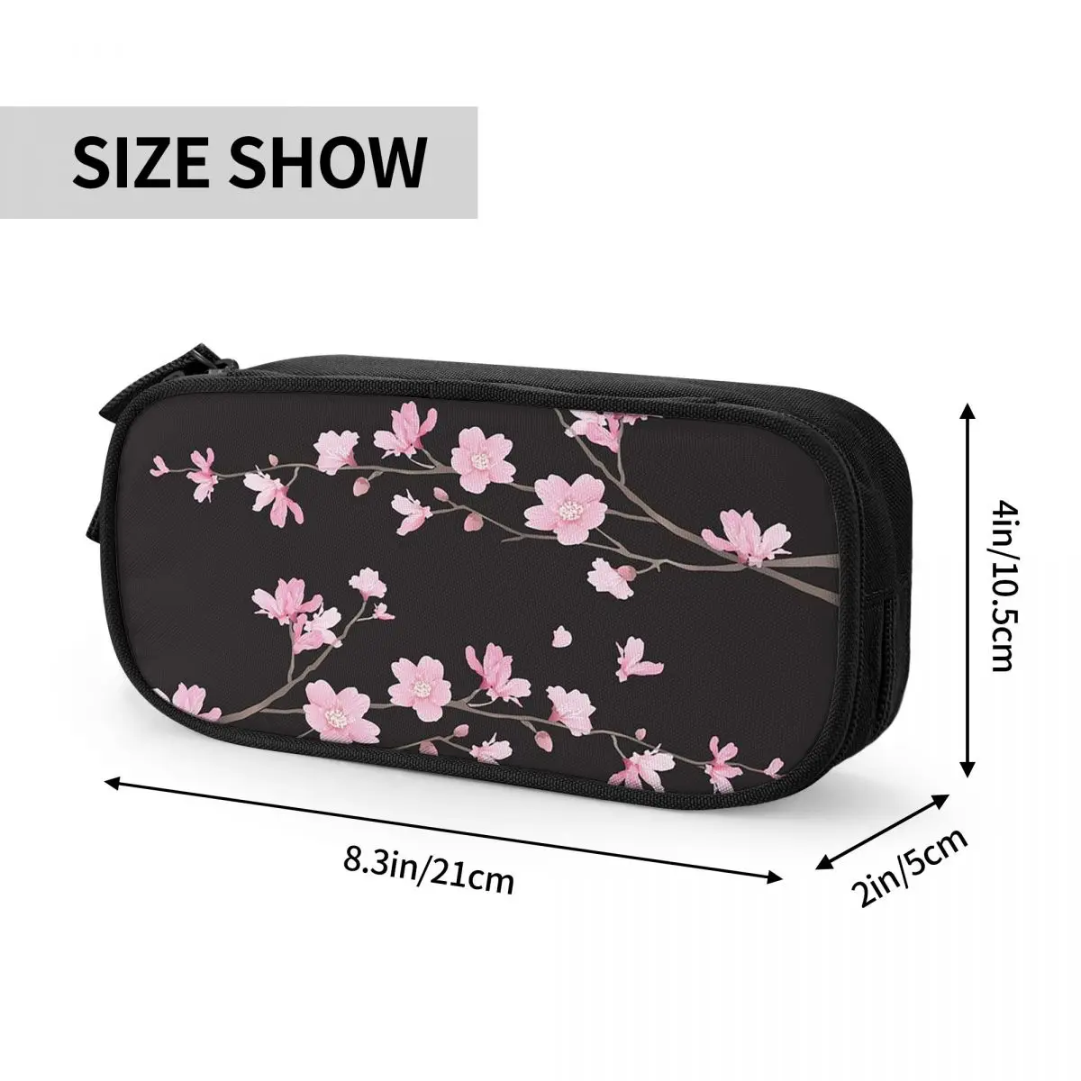 Cherry Blossom Flower Plant Pencil Cases for Student Gifts Pen Box Pencil Bag Large Storage Pencil Pouch