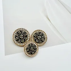6PCs Vintage  Rhinestone Round Metal Sewing Shank Buttons For Suits Jackets Sweaters Clothing Decoration