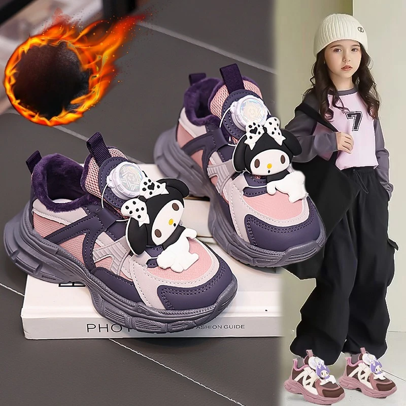 

Anime Girls Kuromi Winter New Board Shoes Sanrio Sports Shoes Children Cartoon Kawaii Comfortable Breathable Casual Snow Shoes