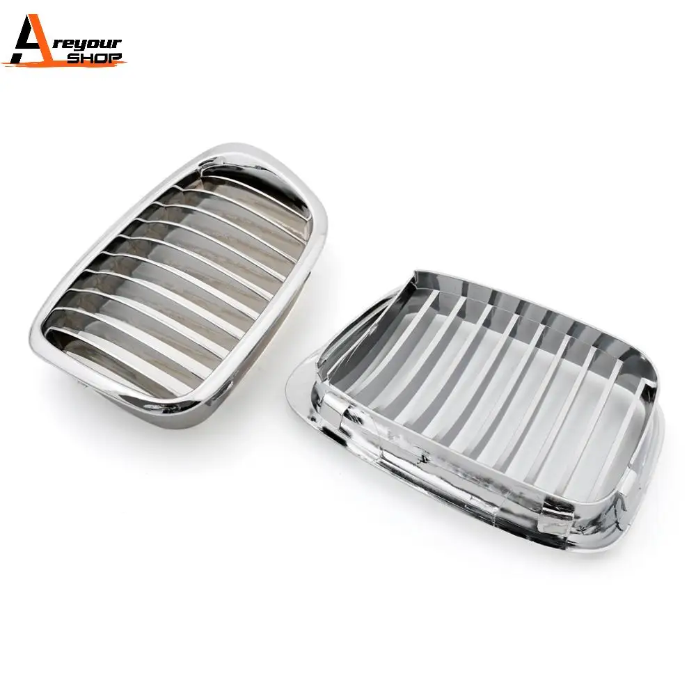 Areyourshop Chrome Front Kidney Grill Mesh Grille For BMW E39 1999-2003 5 Series Car Accessories Auto Parts