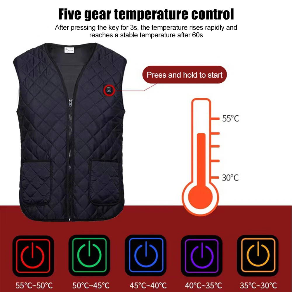 Imagem -04 - Usb Elétrica Aquecida Colete Bluetooth App Cronometragem Engrenagem Temperatura para Mulheres dos Homens Inverno Quente Roupas Jaqueta de Aquecimento Preto S4xl