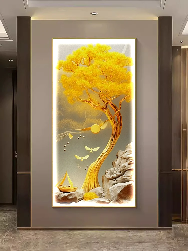 Fortune Tree, Entrance Door, Entrance Decoration Painting, Modern Light Luxury,