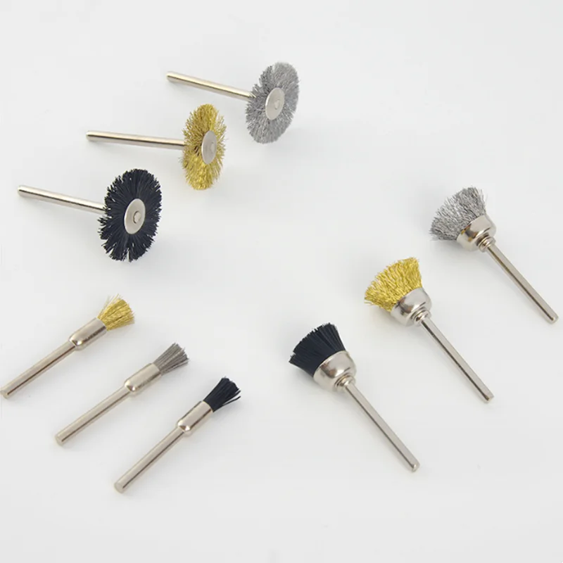 10 Pcs of Wire Wheel Brush with a Shank Diameter of 3mm, Used for Polishing and Rust Removal of Dremel Rotary Tool Accessories