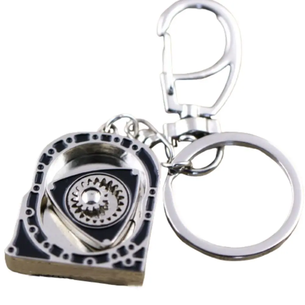 Zinc Alloy Spinning Rotor Keychain Mechanical High Playability Automotive Engine Rotary Keyring Creative Smooth