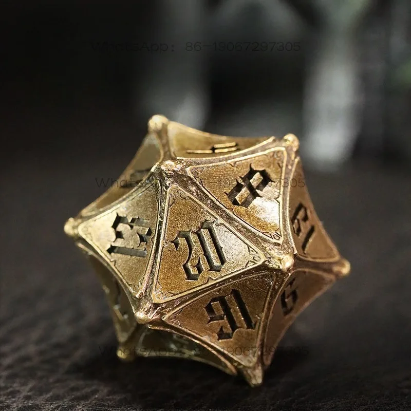 large-d20-brass-sterling-silver-dice-20-sided-board-game-running-group-metal-dice