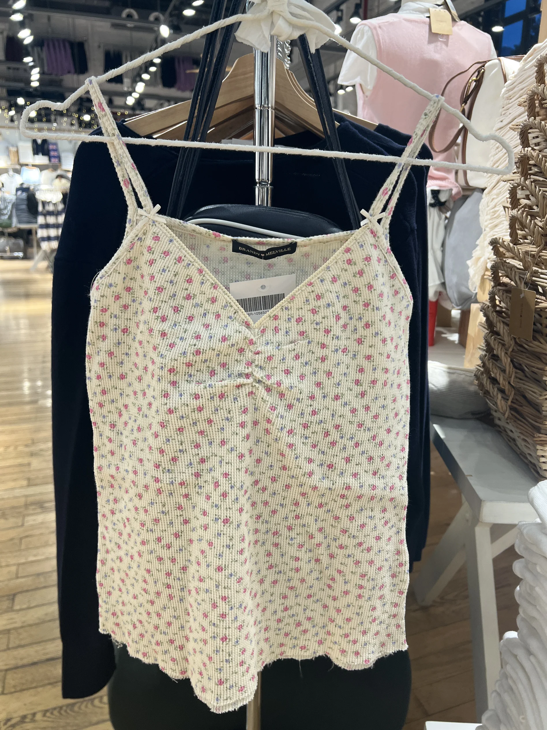 Pink Floral Waffle Tank Top Women Summer Bow Lace Trim V Neck Sleeveless Camisole Casual Vintage Sweet Cropped Vest Y2k New 2025