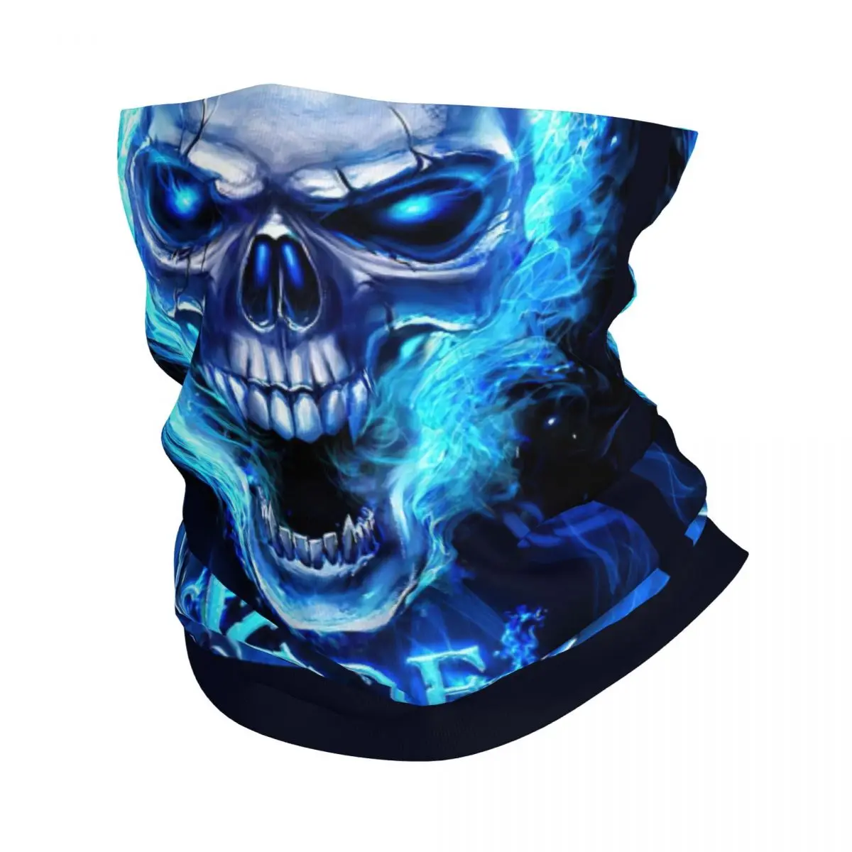 Blue Fire Skull Bandana Neck Cover Printed Wrap Scarf Multi-use Headwear Fishing Unisex Adult Windproof